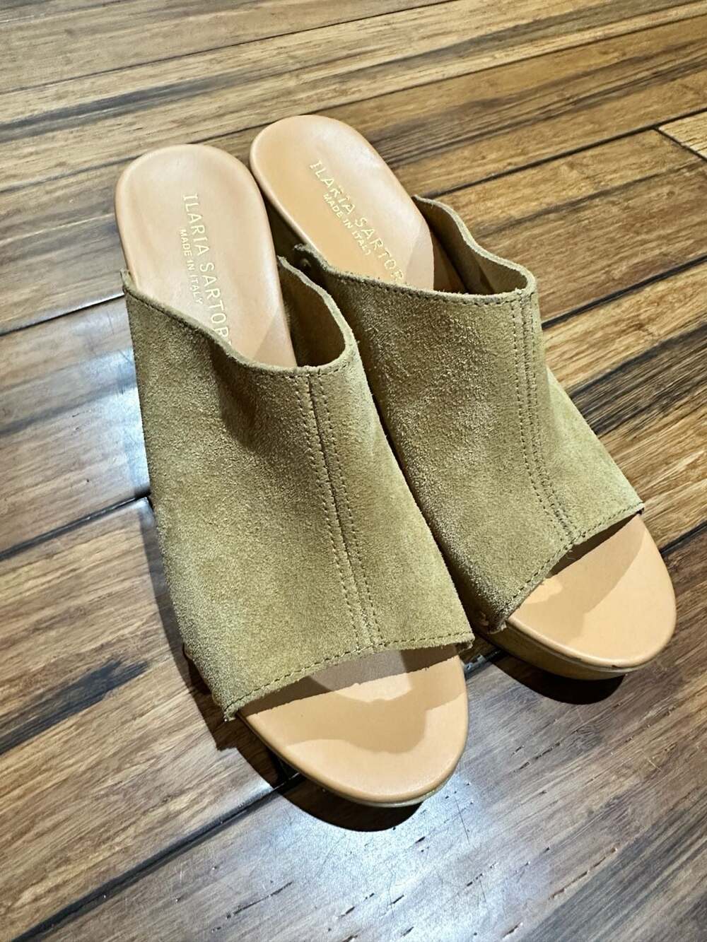 Ilaria Sartori Suede Studded Clog Sandals Size 40